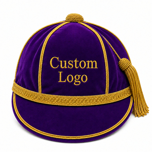 Chapeau Cérémoniel Ajustable en Velours Violet Respirant avec Broderie Dorée, Logo Personnalisé, Unisexe, Service OEM, Toutes Saisons - Product Image 1