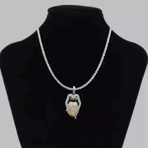 Collier unisexe de luxe plaqué argent, serti de moissanite taille brillant style hip-hop, avec breloques personnalisées tendance, idéal pour les occasions festives - Product Image 2