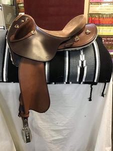 Western Leather Horse Saddle With Tooled Design And <b>Silver</b> Conchos Brown Durable English Australian Style Saddles Cheap Price - Product Image 4