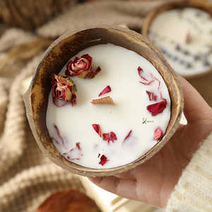 เทียนหอมกลิ่นมะพร้าว KV NATURAL HOME สไตล์โบฮีเมียน ทำมือ 100% ออร์แกนิค เป็นมิตรกับสิ่งแวดล้อม เหมาะสำหรับงานแต่งงานและตกแต่งบ้าน - Product Image 2
