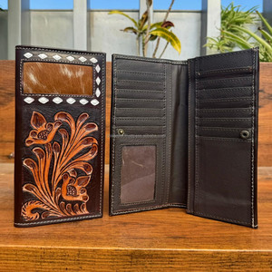 กระเป๋าสตางค์ยาวทำจากหนังวัวคุณภาพสูงสำหรับผู้ชายกระเป๋าใส่บัตรเครดิตแบบพับสองช่องพร้อมกระเป๋าสำหรับผู้ชาย - Product Image 4