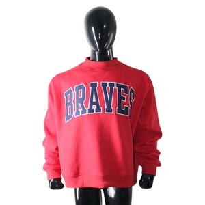 BRAVES Red <b>Mock</b> <b>Neck</b> Crew <b>Neck</b> Sweatshirt 100% Cotton Fleece Pullover Men Regular Fit Letter Print Front Casual Autumn Wear - Product Image 4