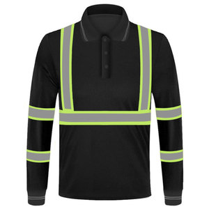 Chemises polo pour hommes à séchage rapide, haute visibilité, vêtements réfléchissants pour la route et la nuit, vêtements de travail de sécurité à manches longues, polos - Product Image 2