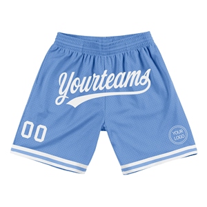 Custom Eco-Friendly Custom Light Blue <b>White</b> Authentic Throwback Basketball <b>Shorts</b> - Product Image 1