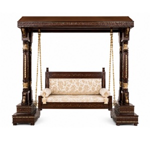 Balançoire en bois sur le thème du Maharaja pour salon, balançoire à baldaquin en teck sculptée à la main, balançoire intérieure traditionnelle en bois, style palais de luxe, Royaume-Uni - Product Image 1