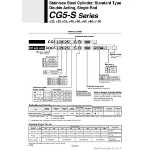 กระบอกสเตนเลสนิวเมติก SMC CG5EN32TFSR-90ชิ้นส่วนนิวเมติก - Product Image 2