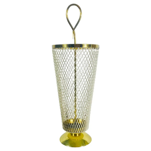 Porte-parapluie en laiton de style vintage, support en métal perforé de style moderne du milieu du siècle, pour entrée haut de gamme, porte-parapluie décoratif - Product Image 6