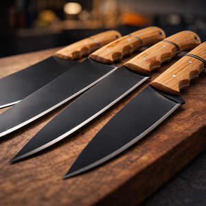 ชุดเชฟทำมือ 4 ชิ้น ทำจากเหล็กกล้าคาร์บอน พร้อมด้ามจับไม้มะกอกและปลอกหนัง ใช้งานได้ทั้งมือซ้ายและขวา ปลอดภัยสำหรับเครื่องล้างจาน - Product Image 6