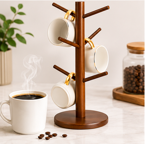 Soporte de Madera Ecológico para Tazas con 6 Ganchos, Ahorra Espacio, para Almacenamiento en la Encimera de la Cocina - Product Image 3