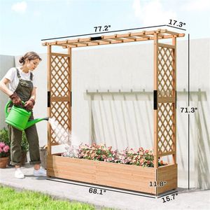 Fioriera Rialzata in Legno e Supporto per Piante, Spalliera per Fiori Rampicanti, Prodotto Premium per Recinzioni e Cancelli - Product Image 6