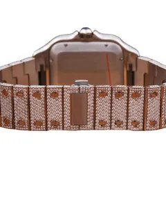 Reloj de Lujo Mecánico con Moissanita y Diamantes de Corte Redondo Personalizado para Hombre, Esfera Romana de Diseñador con Pavé Completo - Product Image 4