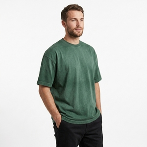 T-shirts à manches courtes vintage surdimensionnés pour hommes avec logo personnalisé - T-shirt en jersey 100% coton respirant et écologique - Product Image 2