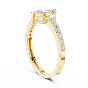 18K Yellow Gold Marquise Cut <b>Diamond</b> Engagement <b>Ring</b> for Women | Pave Set Solitaire <b>Diamond</b> <b>Ring</b> | Luxury Fine Jewelry - Product Image 4