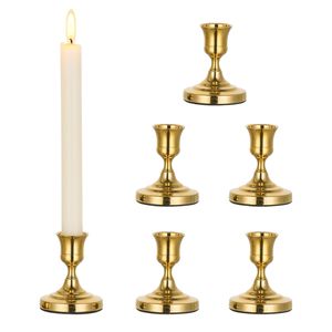 Support de bougie conique en fer poli doré style vintage pour la décoration de fête, la table à manger à la maison et la décoration de Noël - Product Image 1