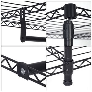 Spedizione Gratuita: Scaffale Portabiti a 4 Ripiani Nero, Organizzatore Nero di YJ - Product Image 3