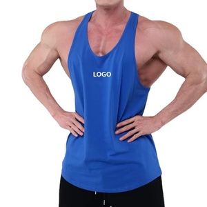 Débardeurs de sport respirants et à séchage rapide pour hommes grandes tailles, gilets anti-transpiration personnalisés en polyester/coton, motif uni, col rond, vêtements d'été pour hommes - Product Image 1