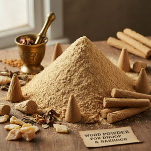 Harina Fina de Madera de Pino de 60 Mallas para Agarbatti, Dhoop y Bakhoor - Blanco Dorado, Material Ecológico - Product Image 1