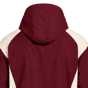 Veste coupe-vent légère pour homme, couleur bordeaux, à blocs de couleurs neutres, avec capuche et fermeture éclair quart, idéale pour la course en extérieur et les activités sportives décontractées - Product Image 4