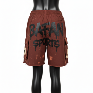 Shorts de bain pour femmes 120 GSM, séchage rapide, polyester et élasthanne, couleur rouille, lavage décoloré, logo personnalisé imprimé à l'écran. - Product Image 2