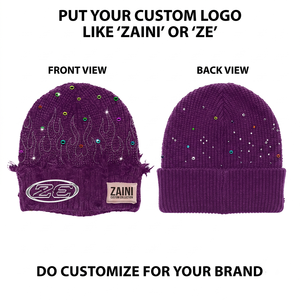 ZAINI Bonnet en tricot côtelé 100% acrylique avec broderie, unisexe, adulte, bonnet d'hiver - Product Image 1