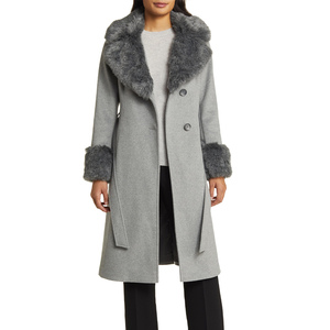 Nouvelle Arrivée Manteau Trench en Laine Croisé pour Femme avec Col en Fourrure Revers Manches Longues Chaud Hiver Mode Vêtement d'extérieur - Product Image 4