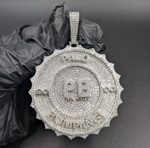 Colgante de Plata de Ley 925 con Letra Personalizada, Chapado en Rodio, con Diamante Moissanite VVS, Unisex, para Uso Diario - Product Image 1