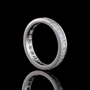 Bague de fiançailles et de mariage multi-rangs en diamants de laboratoire taille baguette et taille ronde en or 10K/14K/18K ou argent 925/935 plaqué rhodium - Product Image 4