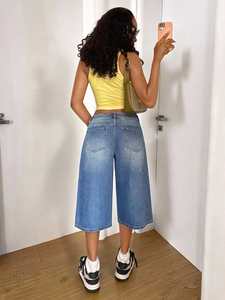 Jeans de Verano para Mujer, Estilo Y2K, Estampado Digital Floral de Tigre, Transpirables, Sueltos, Corte Recto, Cintura Baja, Lavado a la Piedra - Product Image 3