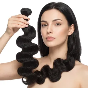 ผมเวอร์จิ้นแบบ Body Wave สีดำธรรมชาติ 100% ผมมนุษย์แท้แบบไม่ผ่านกระบวนการ  ฐานไหม HD โปร่งใส ปรับขนาดได้ - Product Image 3