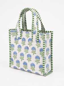 Sac fourre-tout en coton matelassé Veer Handicrafts, motif rayé, fermeture à glissière, style tendance toutes saisons, pour le shopping et les voyages - Product Image 1