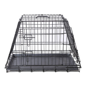 Cande per cani moderne e durevoli all'ingrosso con scatola di vassoio di plastica per imballaggio in gabbia di metallo nero inclinato per un comodo trasportino da viaggio - Product Image 1