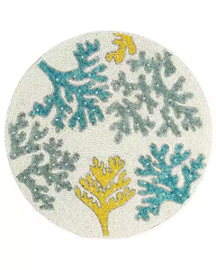 Sous-verre élégant fait main avec broderie perlée, perles vibrantes, motif unique et travail de fil fin - Product Image 1