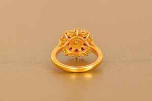 แหวนรูปดอกไม้ประดับทับทิมทรงมาร์ควิส ตัวเรือนเงินแท้ 925 ชุบทอง 14k ประดับเพชร CZ รับรองโดย IGI เหมาะสำหรับงานแต่งงานและงานเลี้ยงสำหรับผู้หญิง - Product Image 2