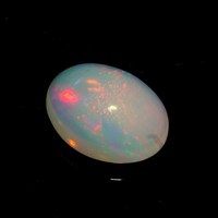 HAYAAT GEMS Opale de feu Welo naturelle éthiopienne blanche (cabochon ovale 3,60 carats 12,7x9,8x6MM avec jeu de couleurs) pour la fabrication de bijoux