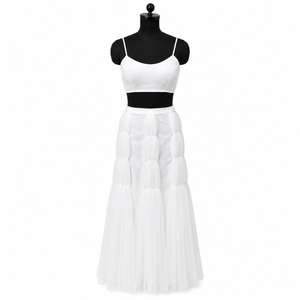 Luxury White Two Piece Tulle Maxi Dress for Women Spaghetti Strap Crop <b>Top</b> Puffy Skirt Elegant Party <b>Wedding</b> Beach Vacation - Product Image 1