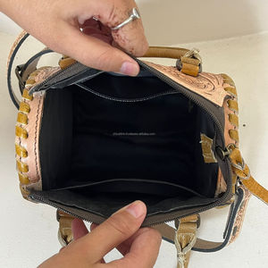 Latest Western Vintage Pattern Hand <b>Tooled</b> Cow Leather <b>Small</b> Speedy Bag for Women Fashionable Concho Crossbody Duffel Travel Bag - Product Image 6