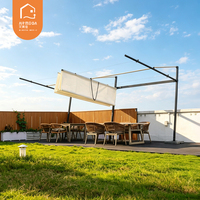 Auvent rétractable en aluminium à toit ondulé, cadre thermolaqué amélioré, adapté pour terrasse, balcon, patio extérieur, jardin