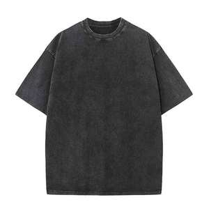 T-shirt personnalisé en coton peigné gris, coupe courte, col bas, épaules tombantes, style streetwear, grammage lourd - Product Image 1