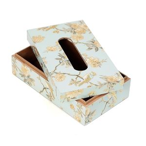 Printed Wooden <b>Tissue</b> Box Luxury Floral <b>Paper</b> Towel Holder Handmade Free Standing Organizer for Home Hotel - Product Image 3