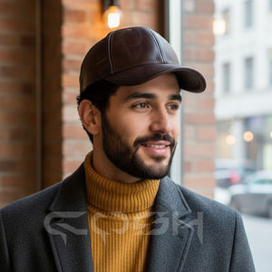 Gorra de béisbol de cuero genuino lisa para hombres y mujeres - Product Image 2