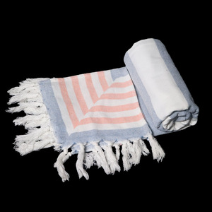 ผ้าขนหนูชายหาดฟูต้าผ้าฝ้ายรีไซเคิลลายทางสีสันตามสั่ง หรูหรา ซึมซับน้ำได้ดี แห้งเร็ว ราคาโรงงานโดยตรง - Product Image 1