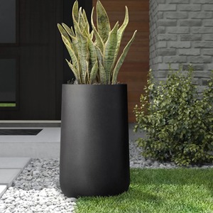 Vase minimaliste en résine noire, design circulaire, pot de fleurs d'intérieur pour plantes vertes, usage domestique - Product Image 5