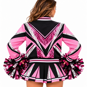 Ensemble de costumes de cheerleading haut de gamme avec veste, jupe et tenue de performance assorties pour les équipes sportives - Product Image 4