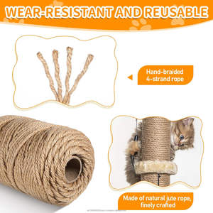 Ficelle en jute naturelle 100% écologique 1/4 (6 mm) x 328 pieds (100 mètres) 4 brins pour le tricot à la main, le tissage, l'artisanat, le jardinage, les cadeaux - Product Image 2