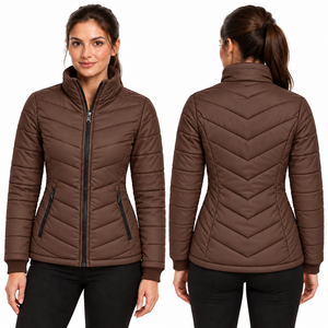 Blouson d'hiver matelassé pour femme Storm Fit, manches longues, col montant, fermeture éclair, design avec patch logo, blousons matelassés - Product Image 3