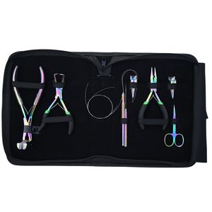 Hair Extension Tools Kit Microbeads Crimping Remover Plier Hook Loop Wire Tape In Plier Scissor <b>Parting</b> Finger Rexine Case - Product Image 1