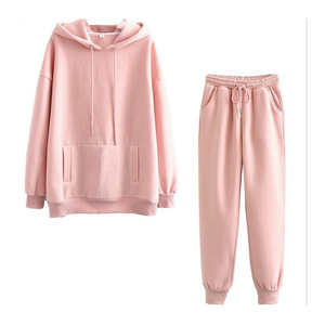 Conjunto Deportivo de Otoño Invierno para Mujer, Dos Piezas, Color Sólido, Sudadera con Capucha de Felpa, Ropa Casual, Sudadera con Capucha y Pantalones Largos - Product Image 5