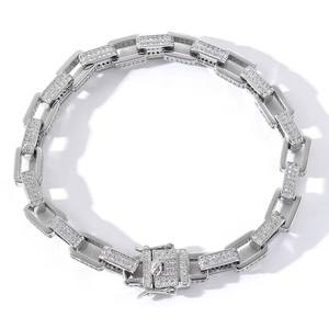 Indian Manufacture Unisex Hip Hop Iced Out Diamond <b>Silver</b> Plated Luxury <b>Bracelet</b> with Secure Box Clasp Available Factory Price - Product Image 5