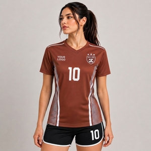 Maillot de football personnalisé pour femme, col en V, manches courtes, sublimation, maille respirante, tenue d'équipe avec numéro 10 - Product Image 1