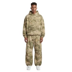 Conjunto de Sudadera con Capucha y Pantalones de Chándal para Hombre, Estampado Ácido Morado Personalizado, Diseño Gráfico Abstracto, Estilo Urbano, Corte Holgado, Dos Piezas - Product Image 4